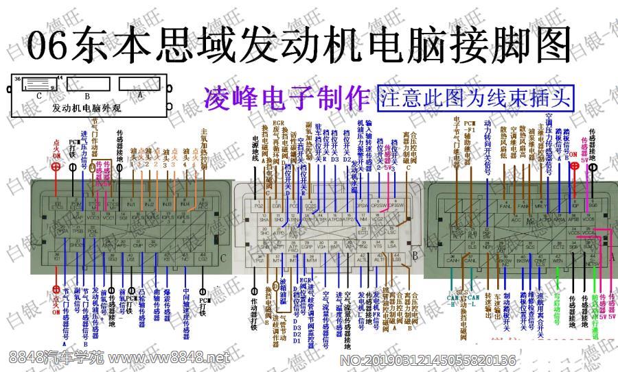 2006东本思域发动机电脑接脚图44-44-44